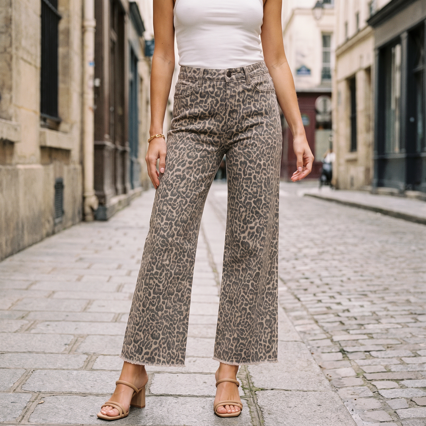 Ravell wide-leg broek met luipaardprint