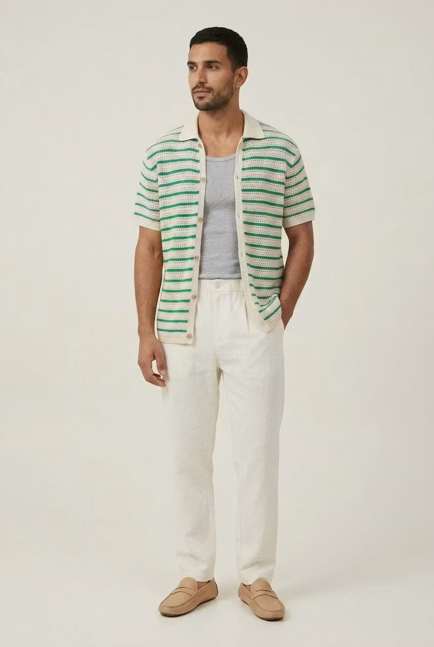 Monterey Stripe Knit Cardigan Shirt