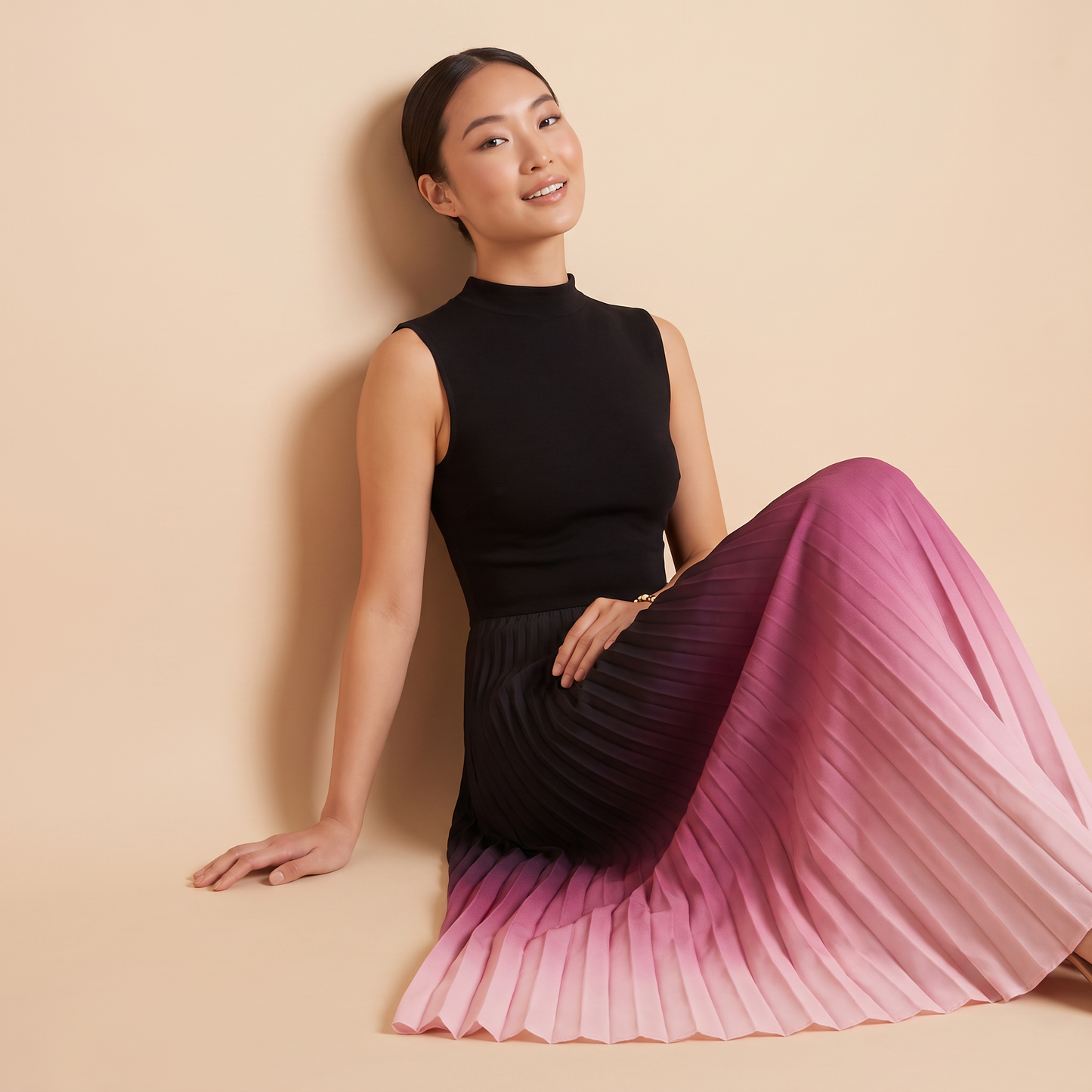 Horizon geplooide maxi-jurk