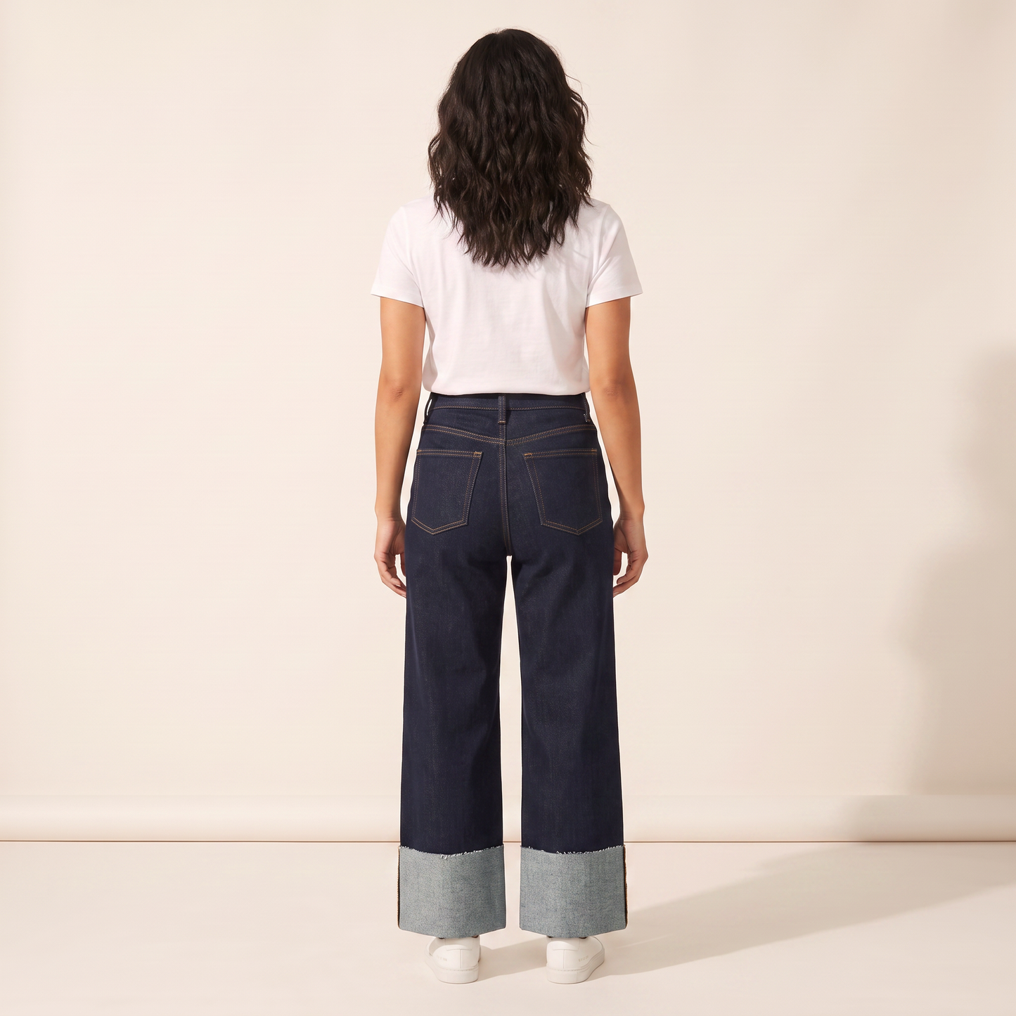 Noir Wash denimbroek met wijde pijpen