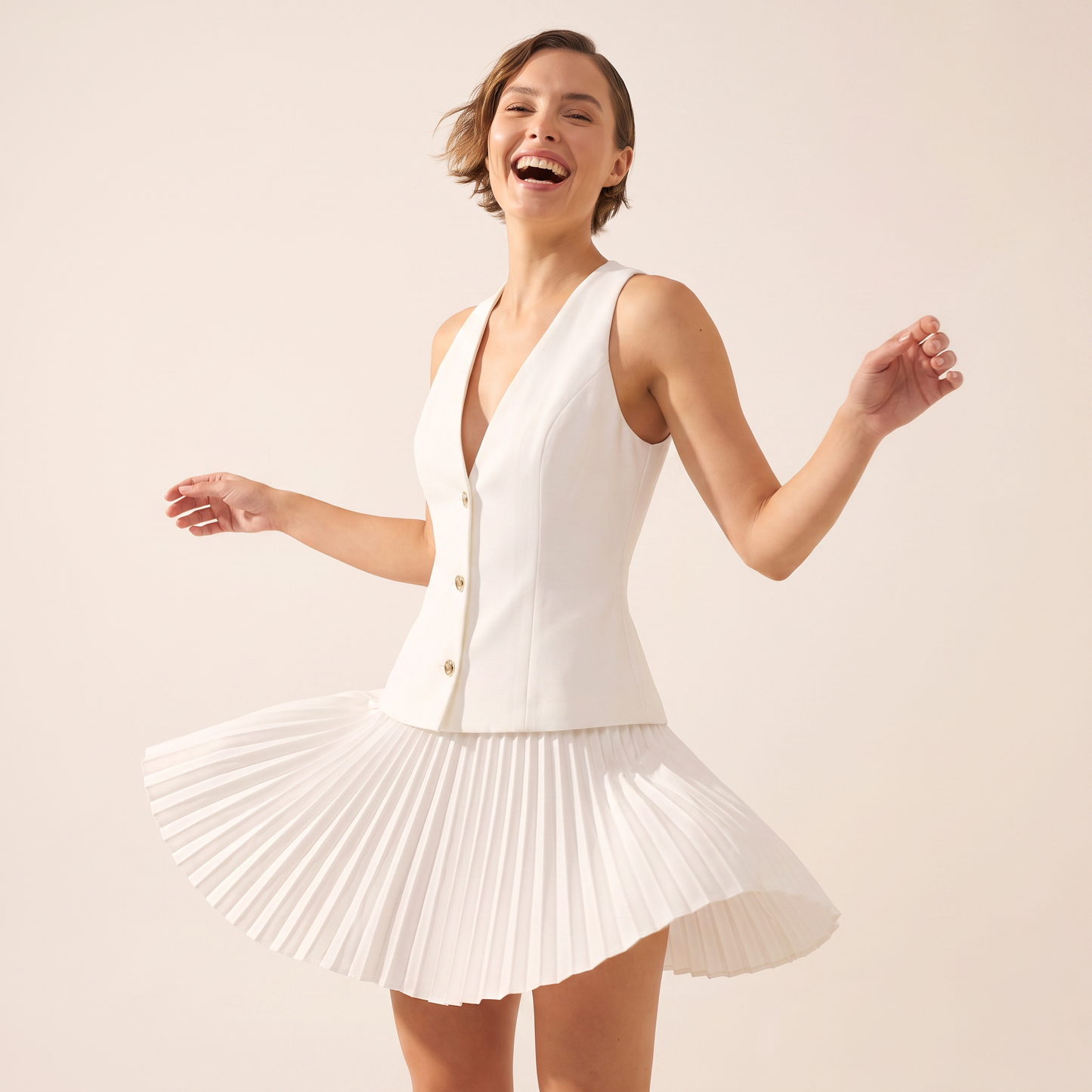Eleni set met geplooide rok