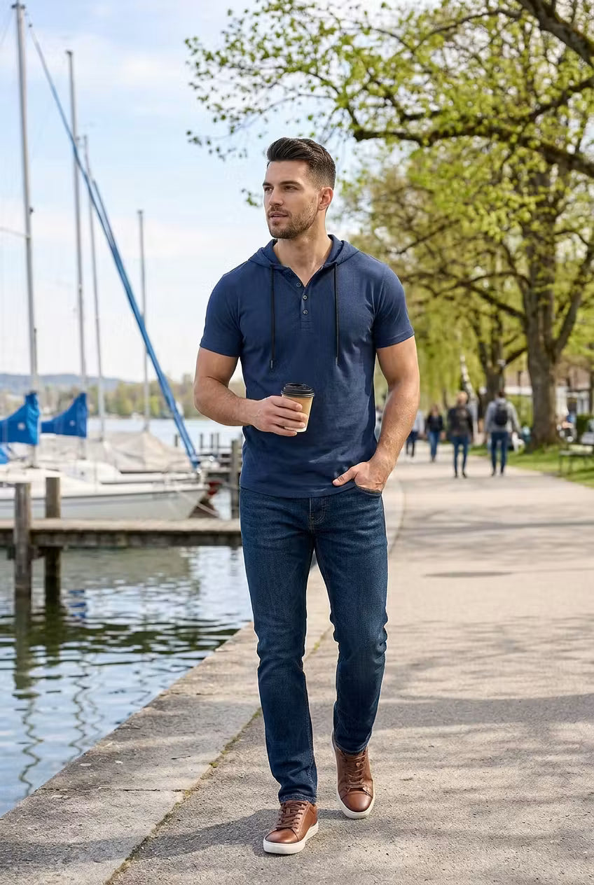 Crestline Hooded Henley Tee