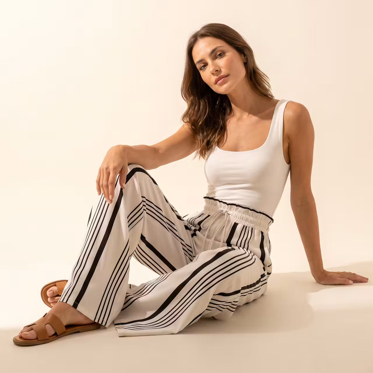 Amelie Gestreepte Broek met Wijde Pijpen