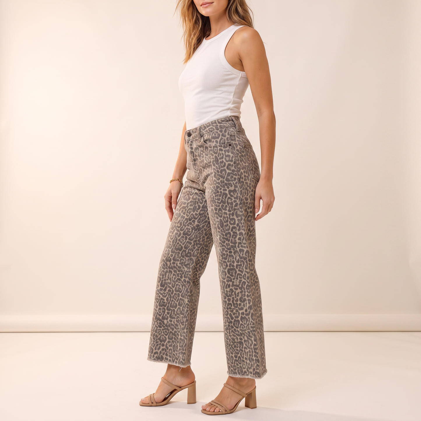 Ravell wide-leg broek met luipaardprint