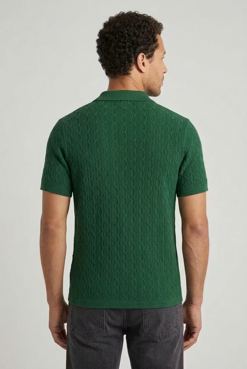 Men’s Cable Knit Short Sleeve Shirt