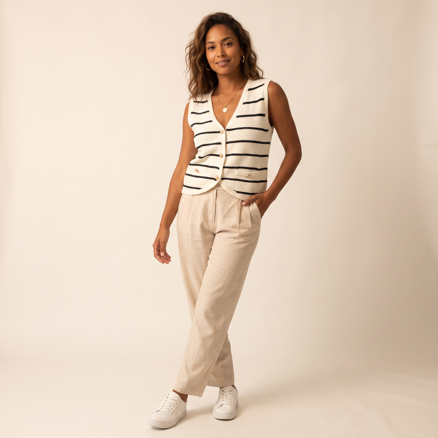 Lila vest met contraststrepen