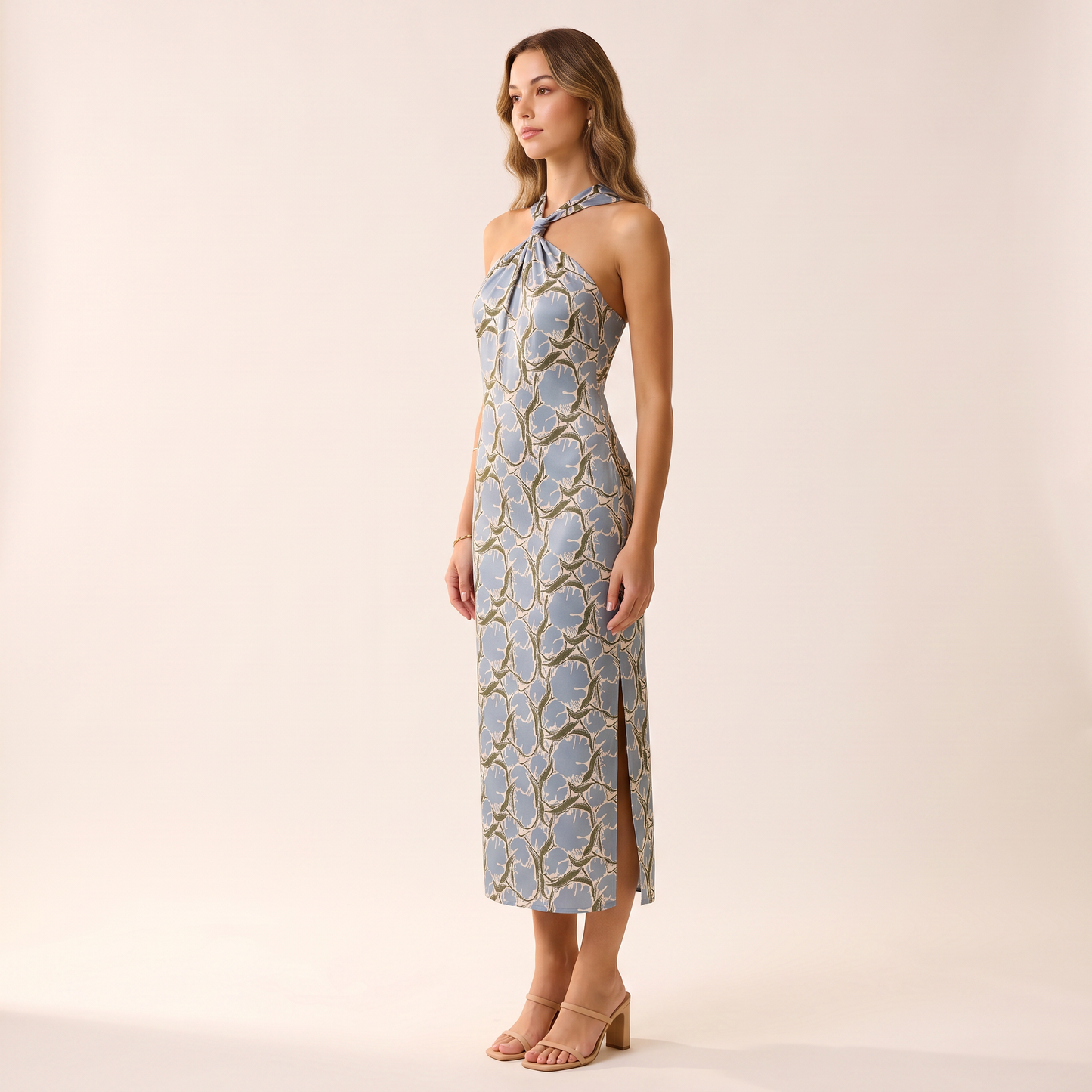 Siena geribde jurk met print