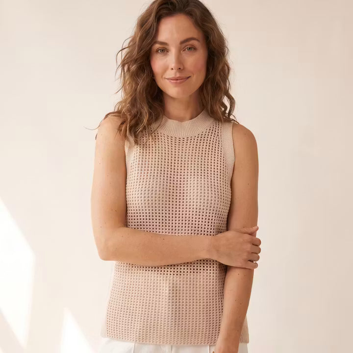Arden Mouwloze Opengebreide Top