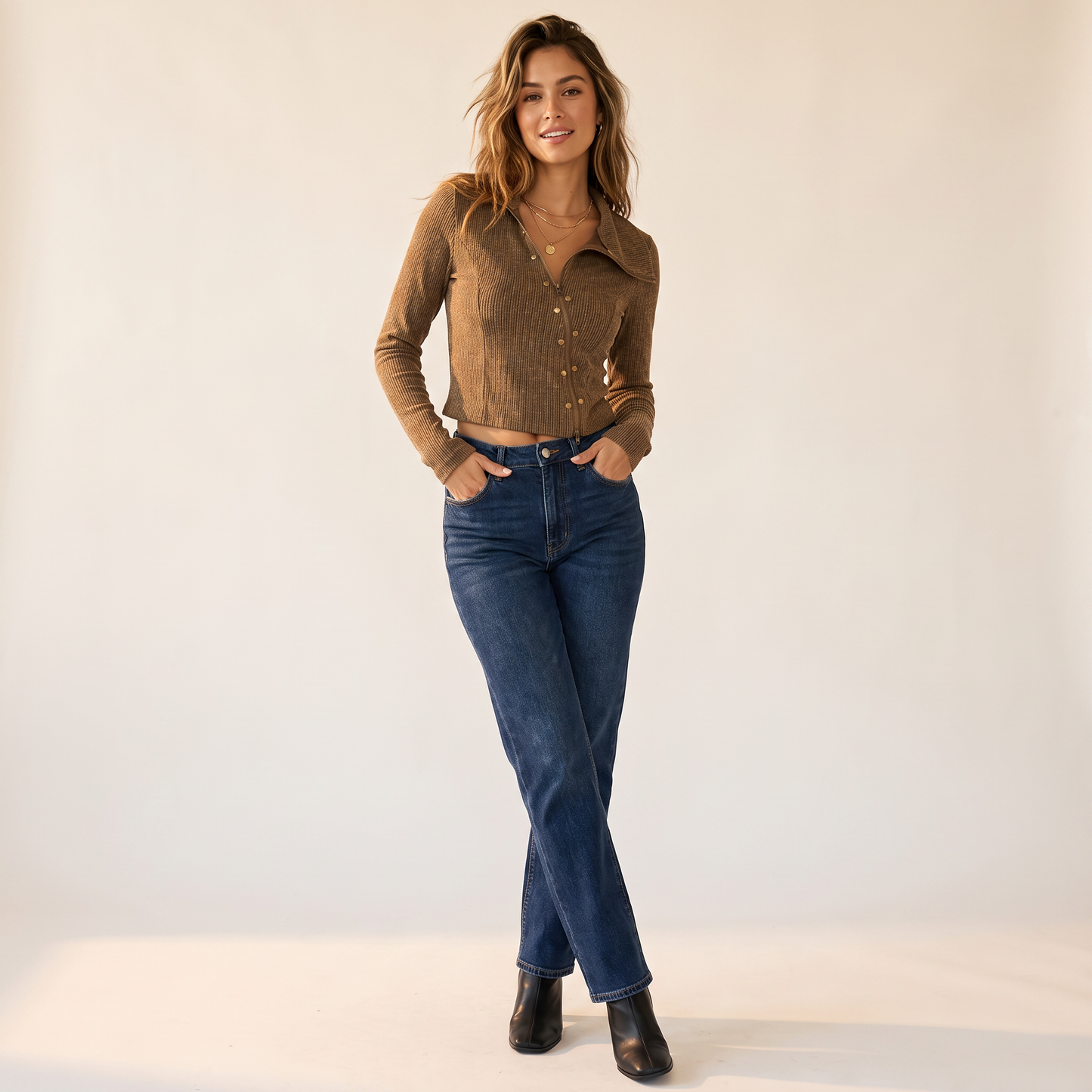 Talia geribd vest met capuchon