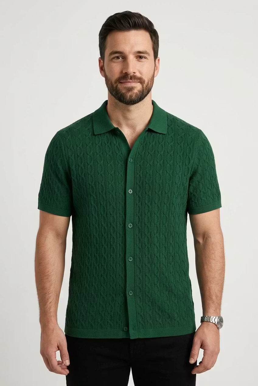 Men’s Cable Knit Short Sleeve Shirt