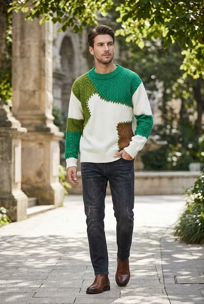 Evergrove Patchwork Knit Sweater