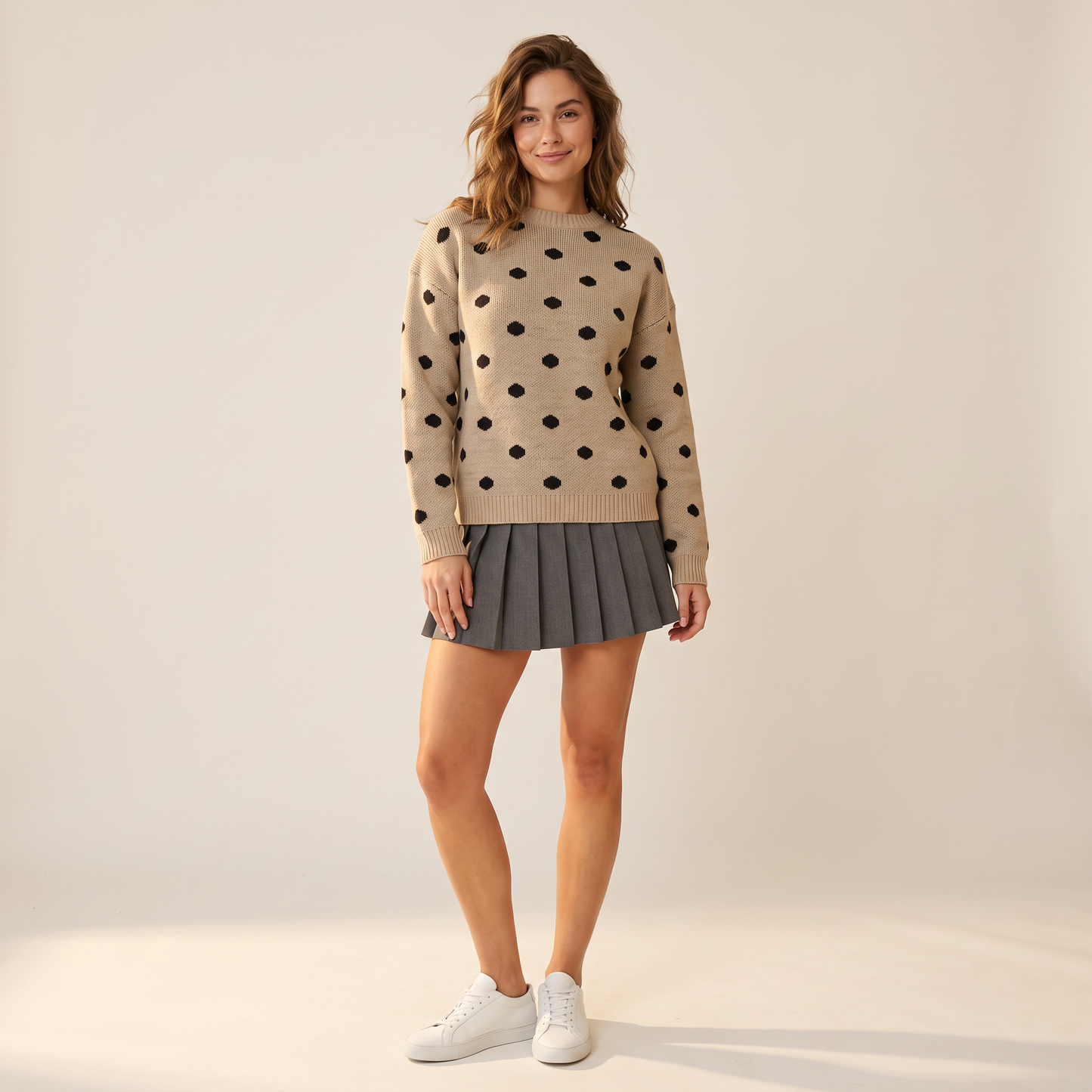 Orla gebreide pullover met stippen