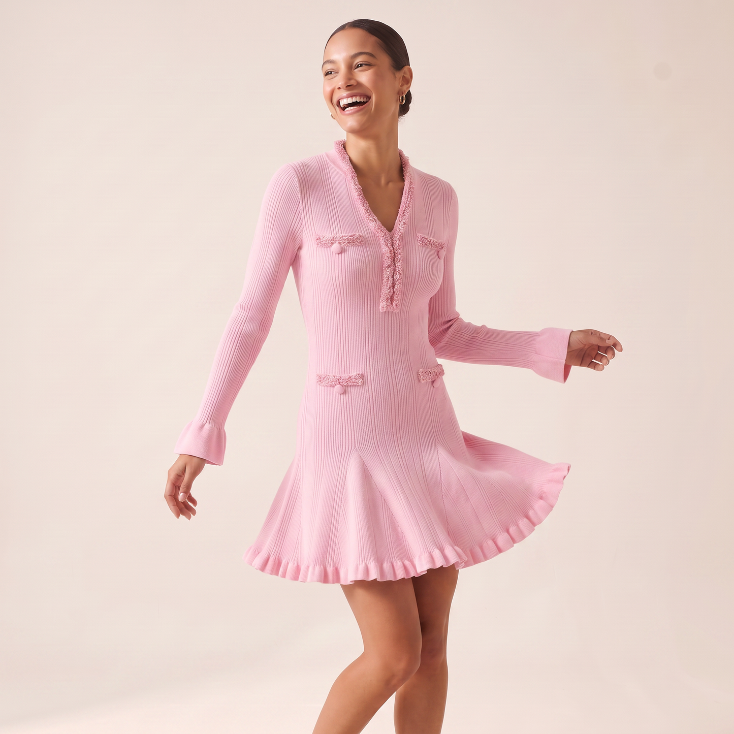 Linea gebreide mini-jurk van viscose