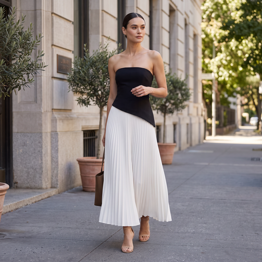 Monochrome Line mouwloze maxi-jurk