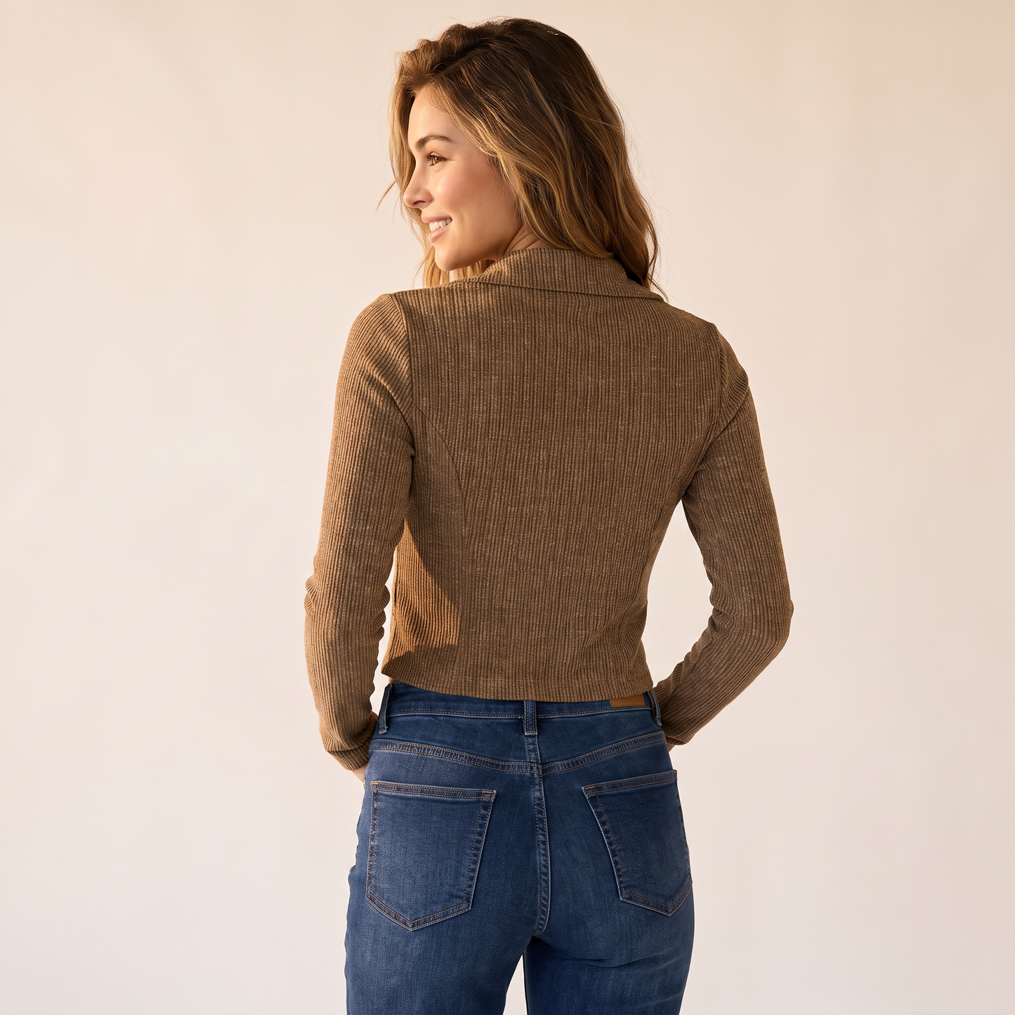 Talia geribd vest met capuchon