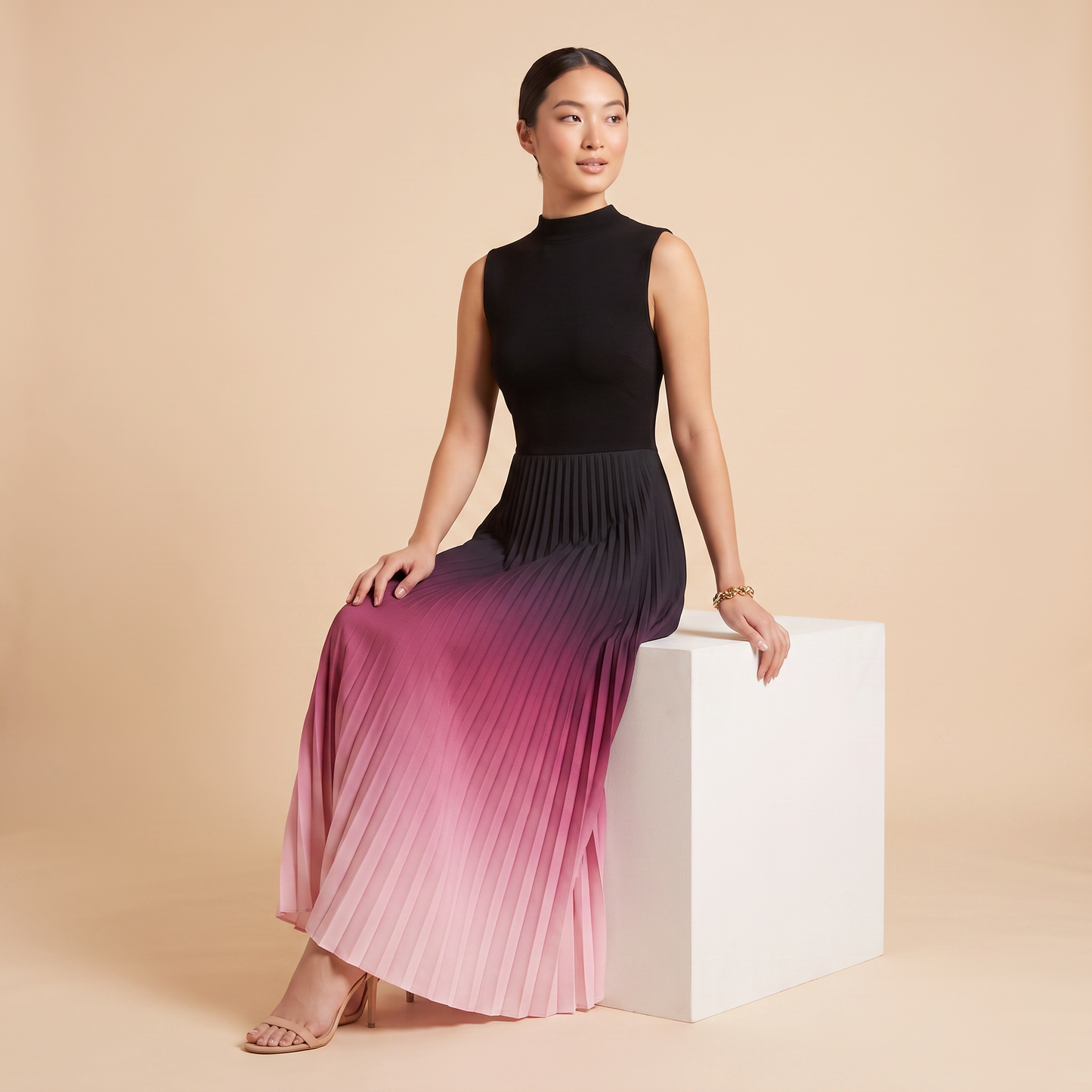 Horizon geplooide maxi-jurk