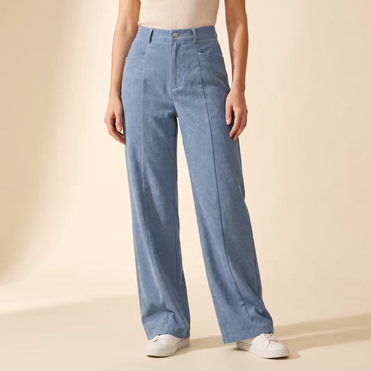 Aurelia Ribfluwelen Broek met Wijde Pijpen