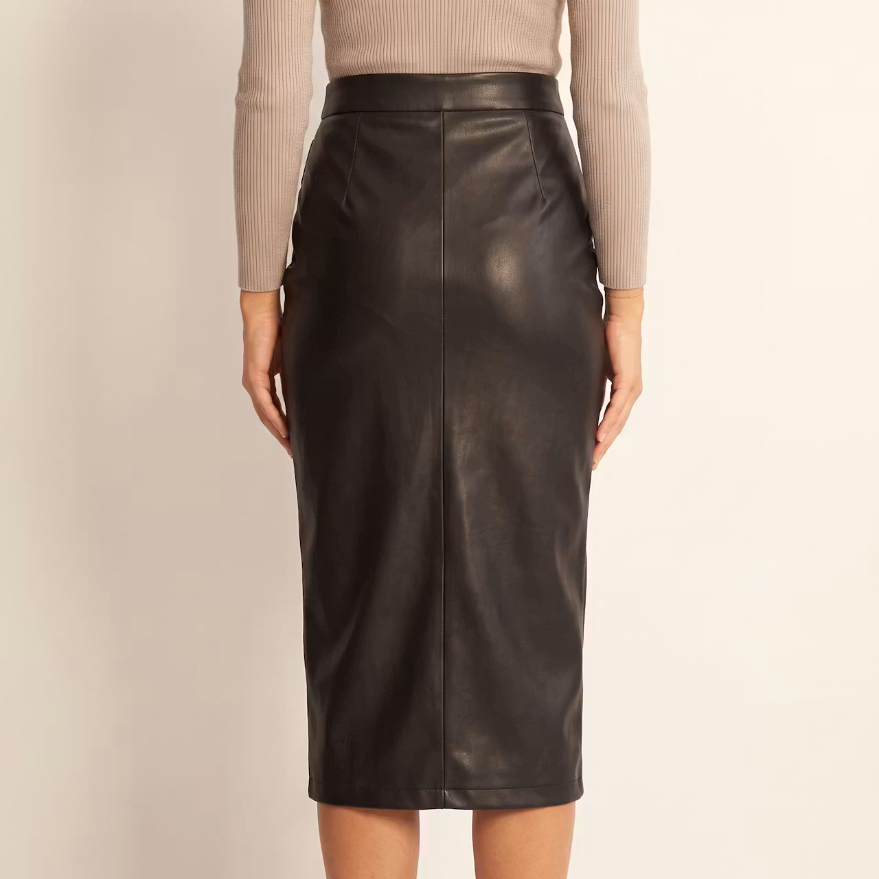 Selene Gedrapeerde Kunstleer Midirok