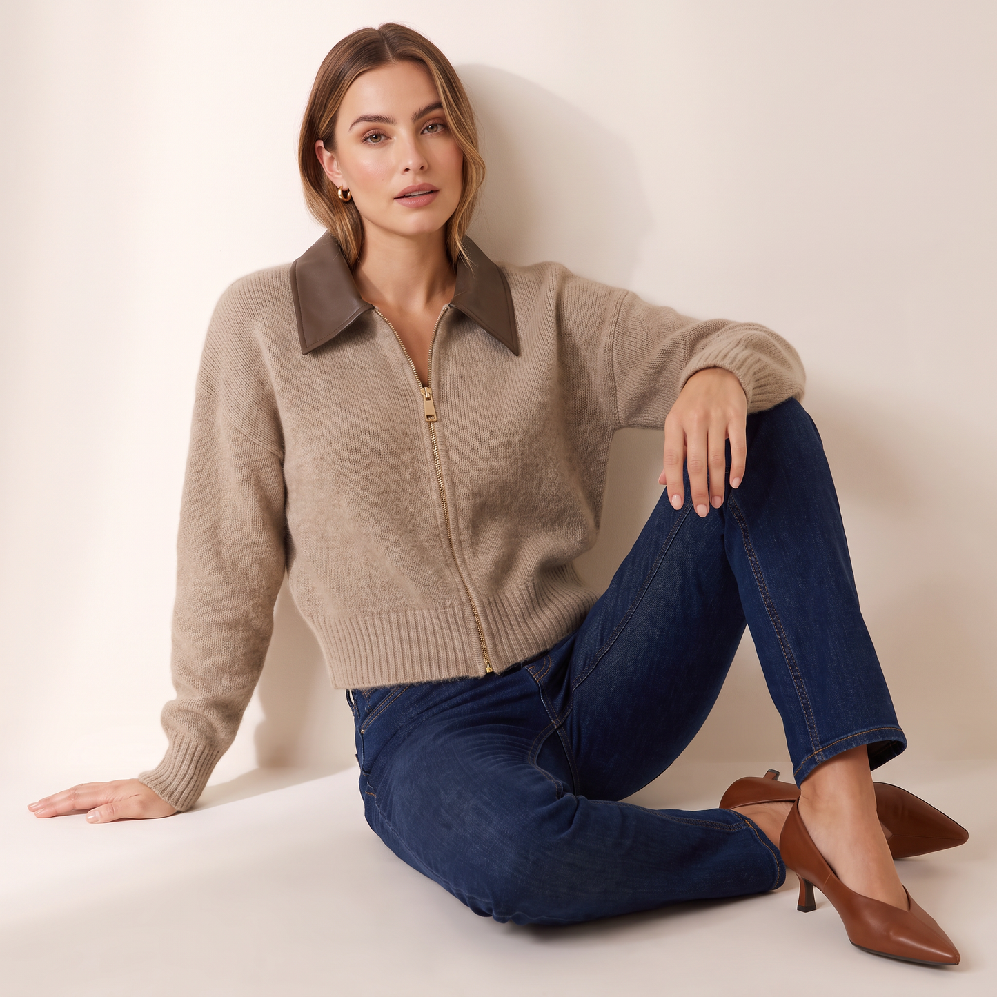 Isolde kort cashmere vest met rits
