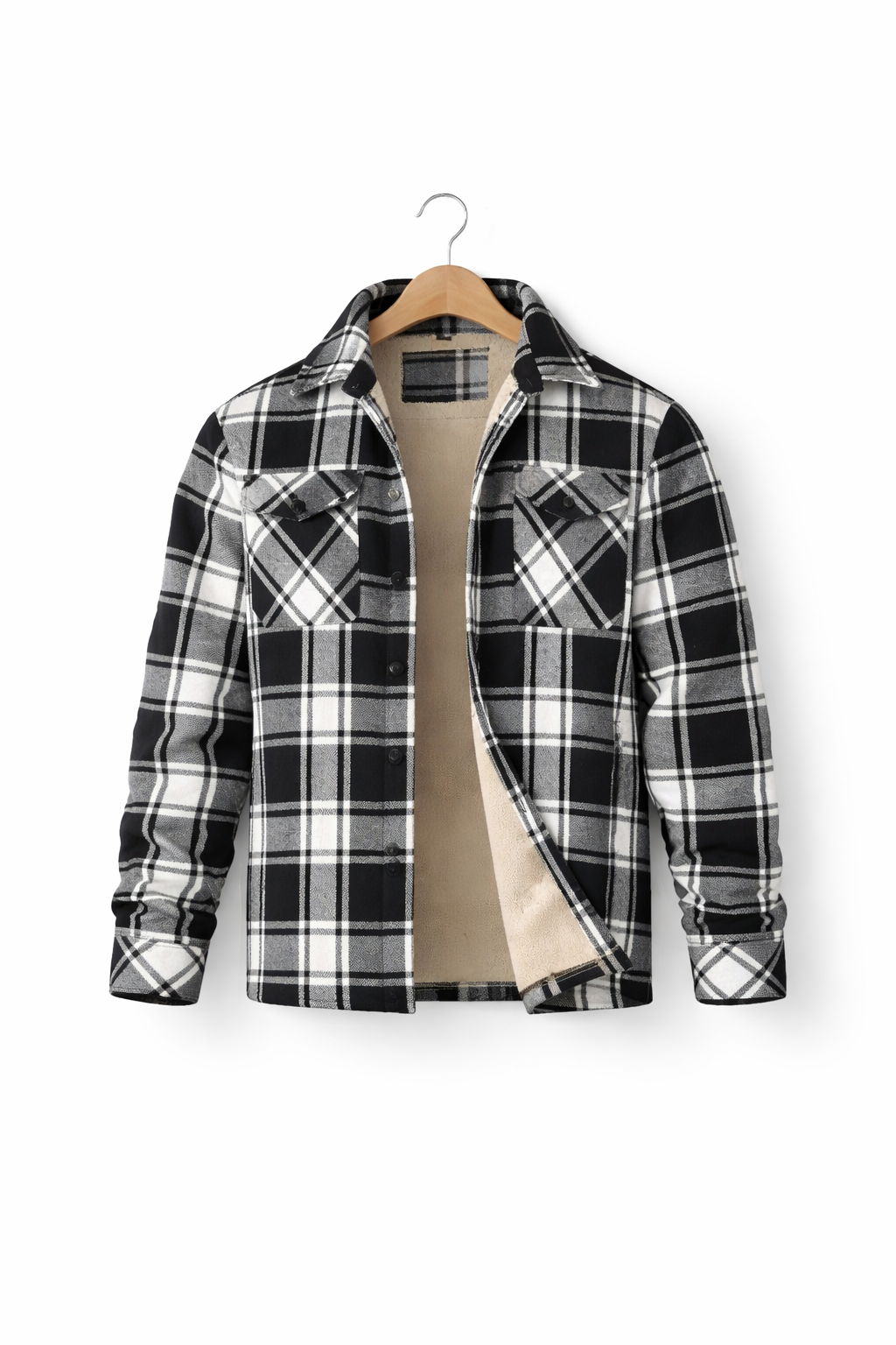 Plaid Lined Button Shirt Jacket