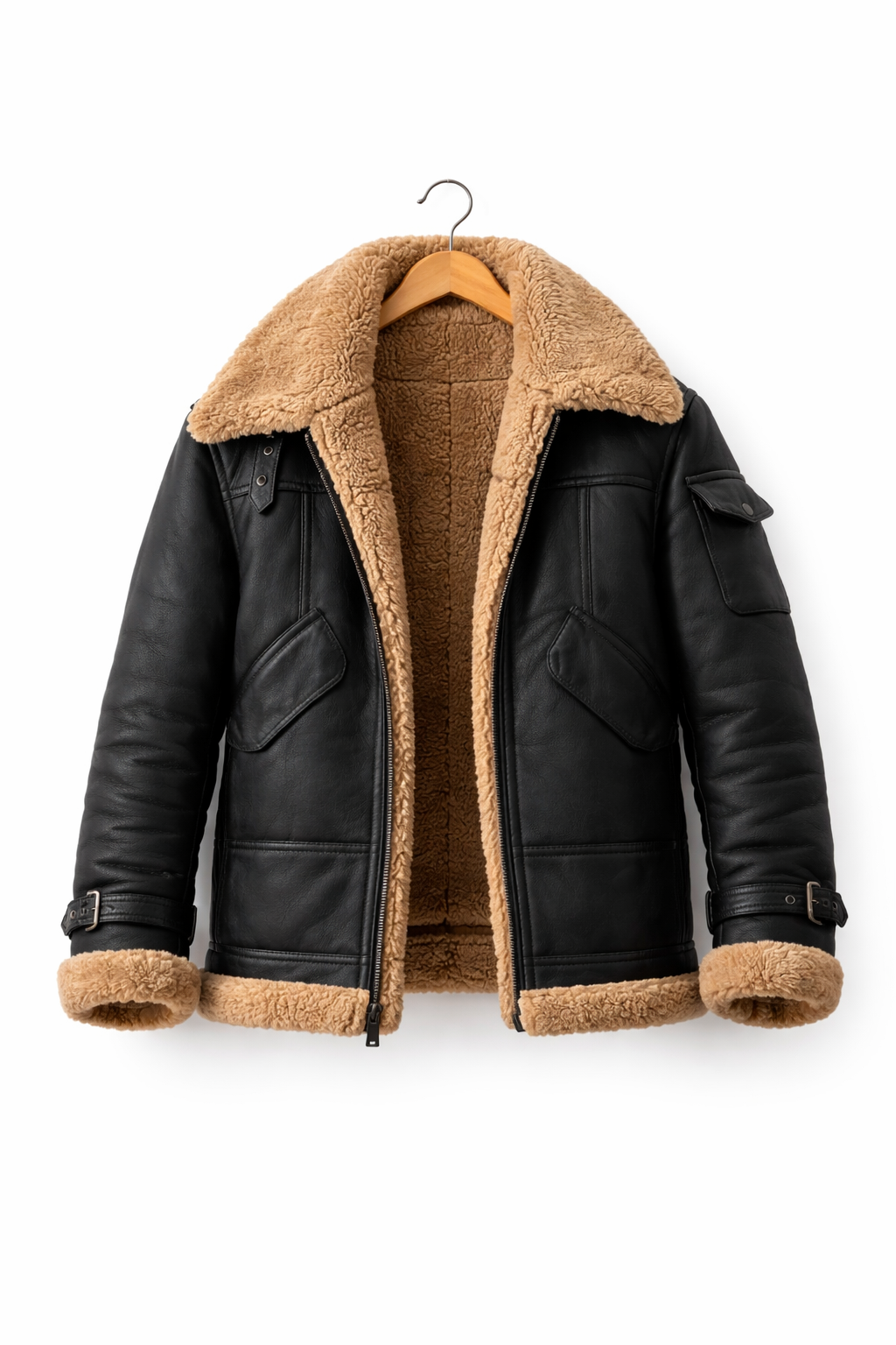 Men’s Aviator Style Jacket with Lined Collar for Cold Weather