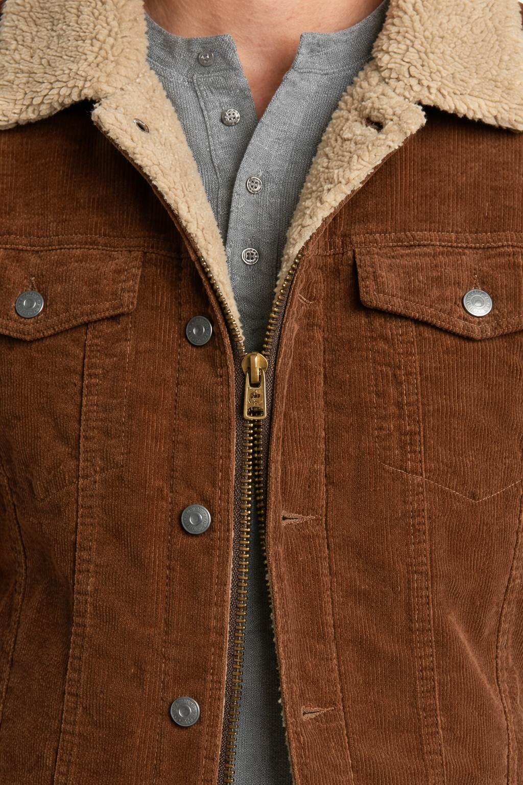 Men’s Corduroy Style Jacket with Sherpa Style Inner Lining