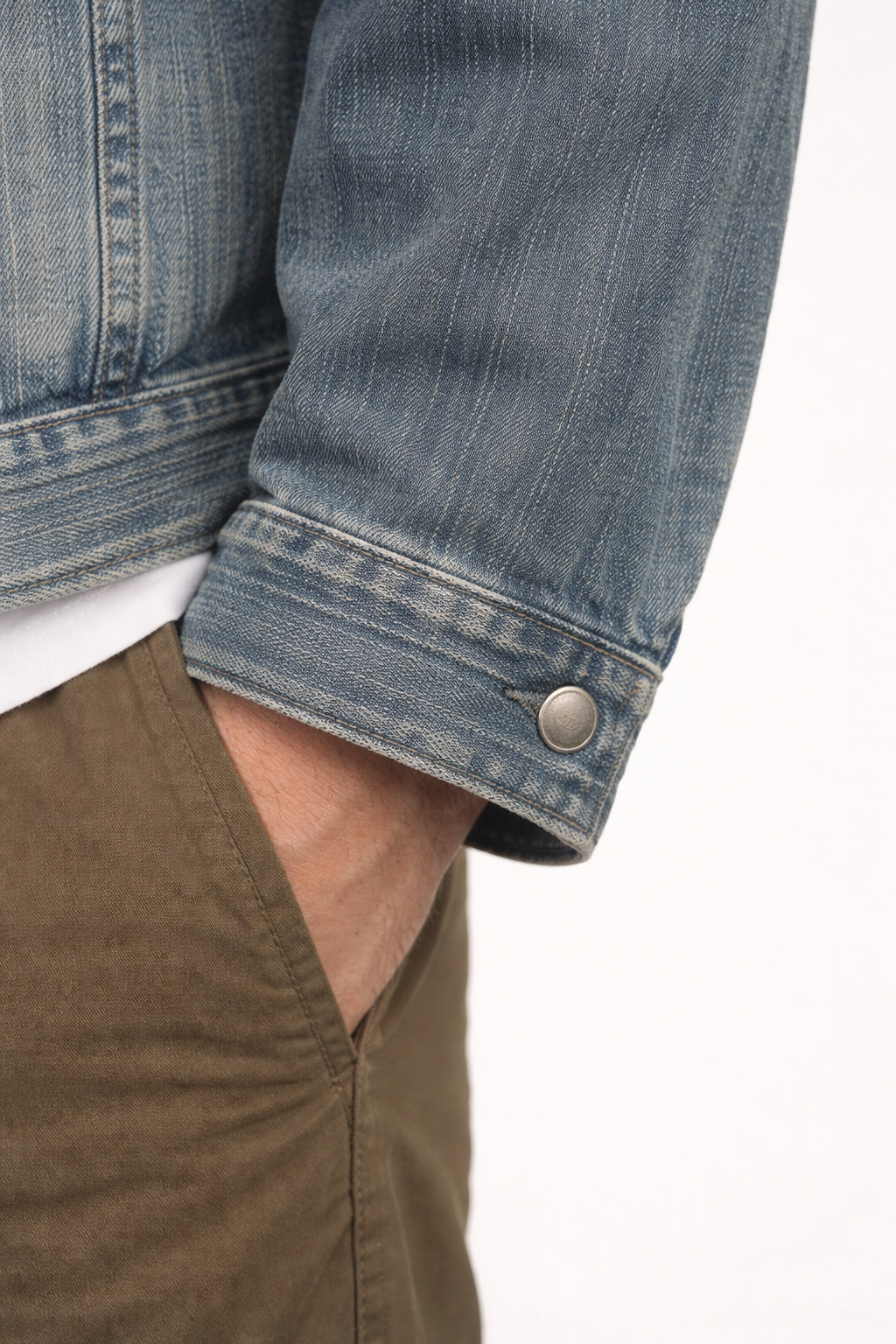 Men’s Faded Blue Denim Jacket for Street Wear