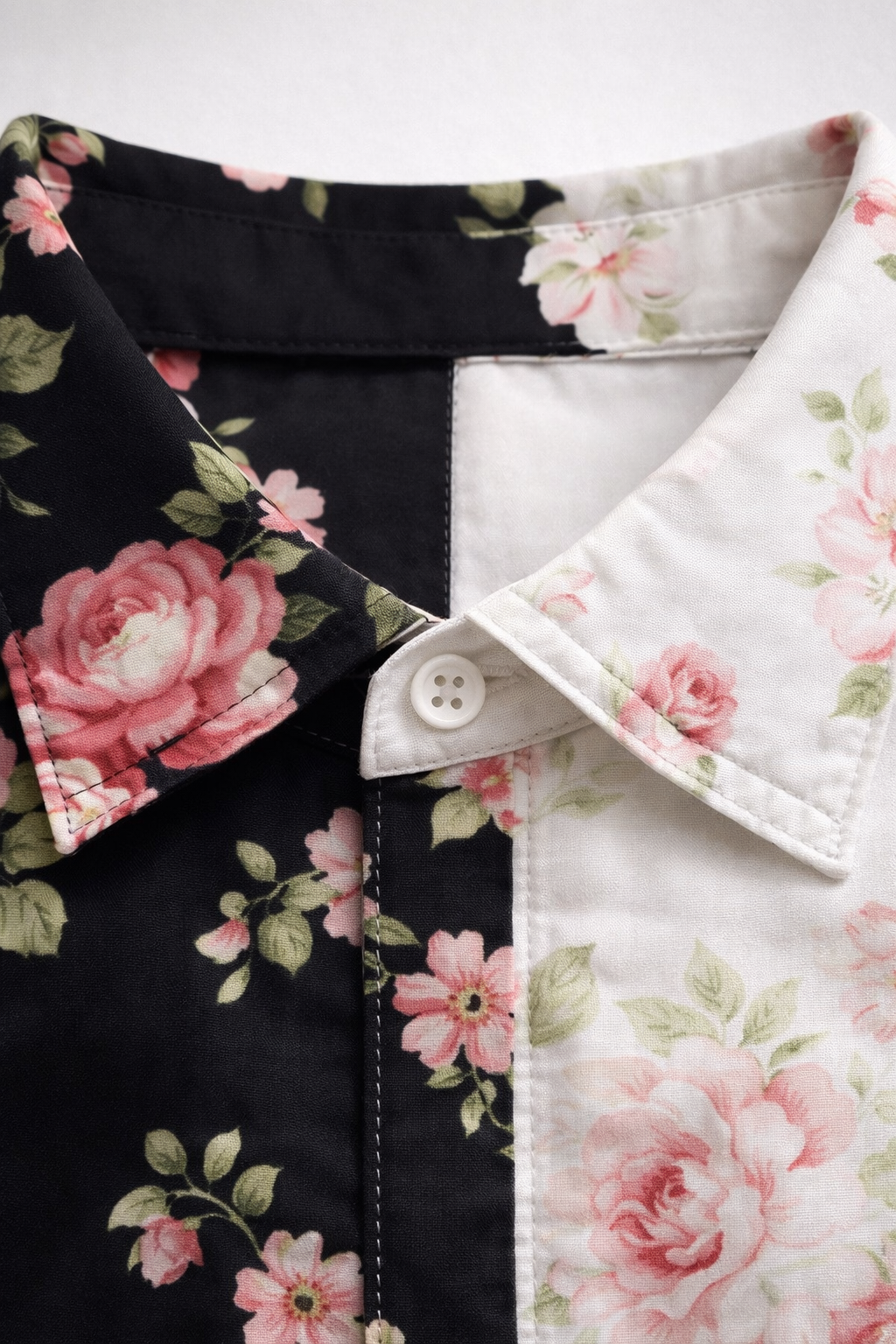 Split Bloom Print Button Shirt