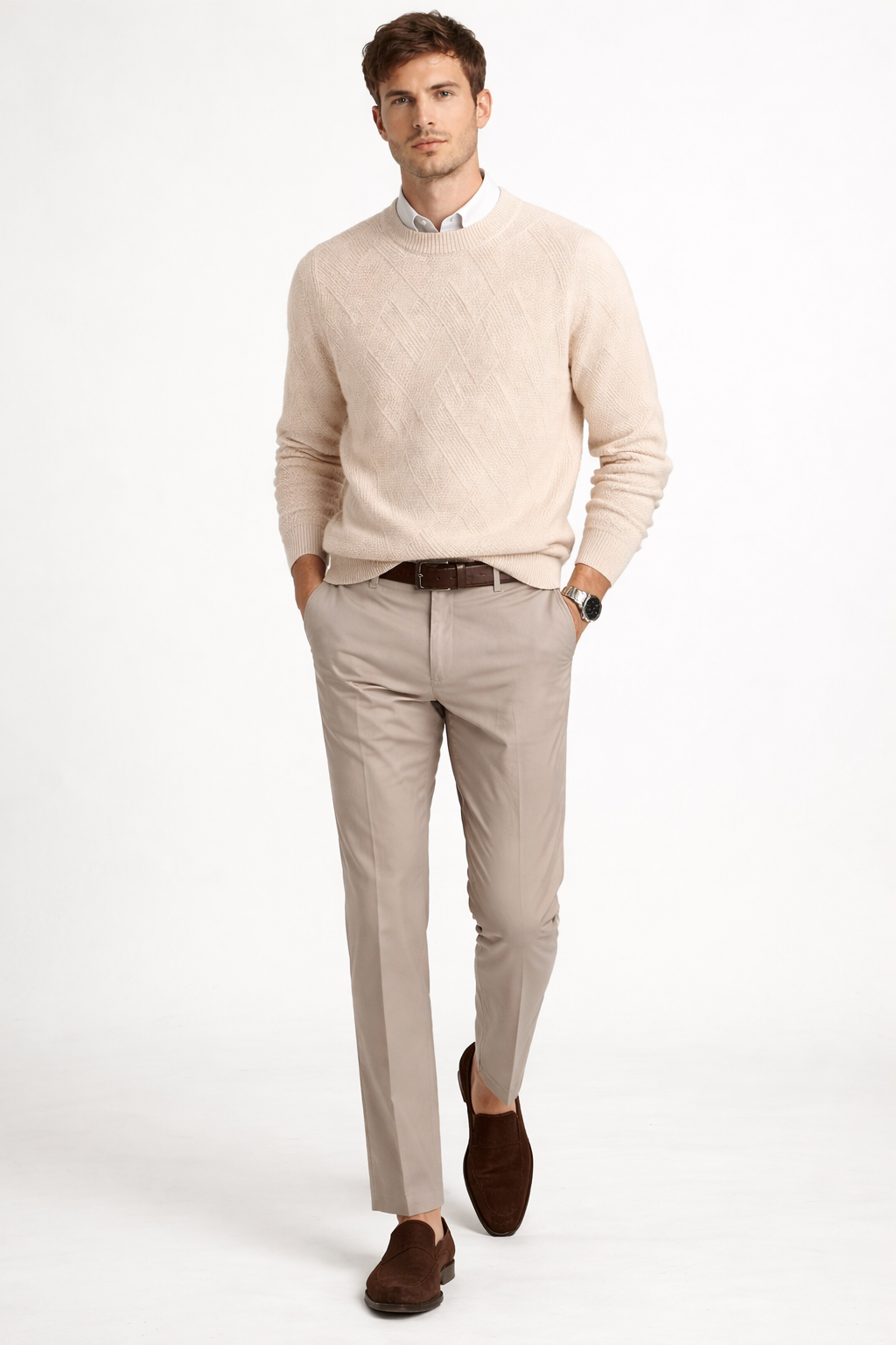Men’s Diamond Knit Crew Neck Shirt