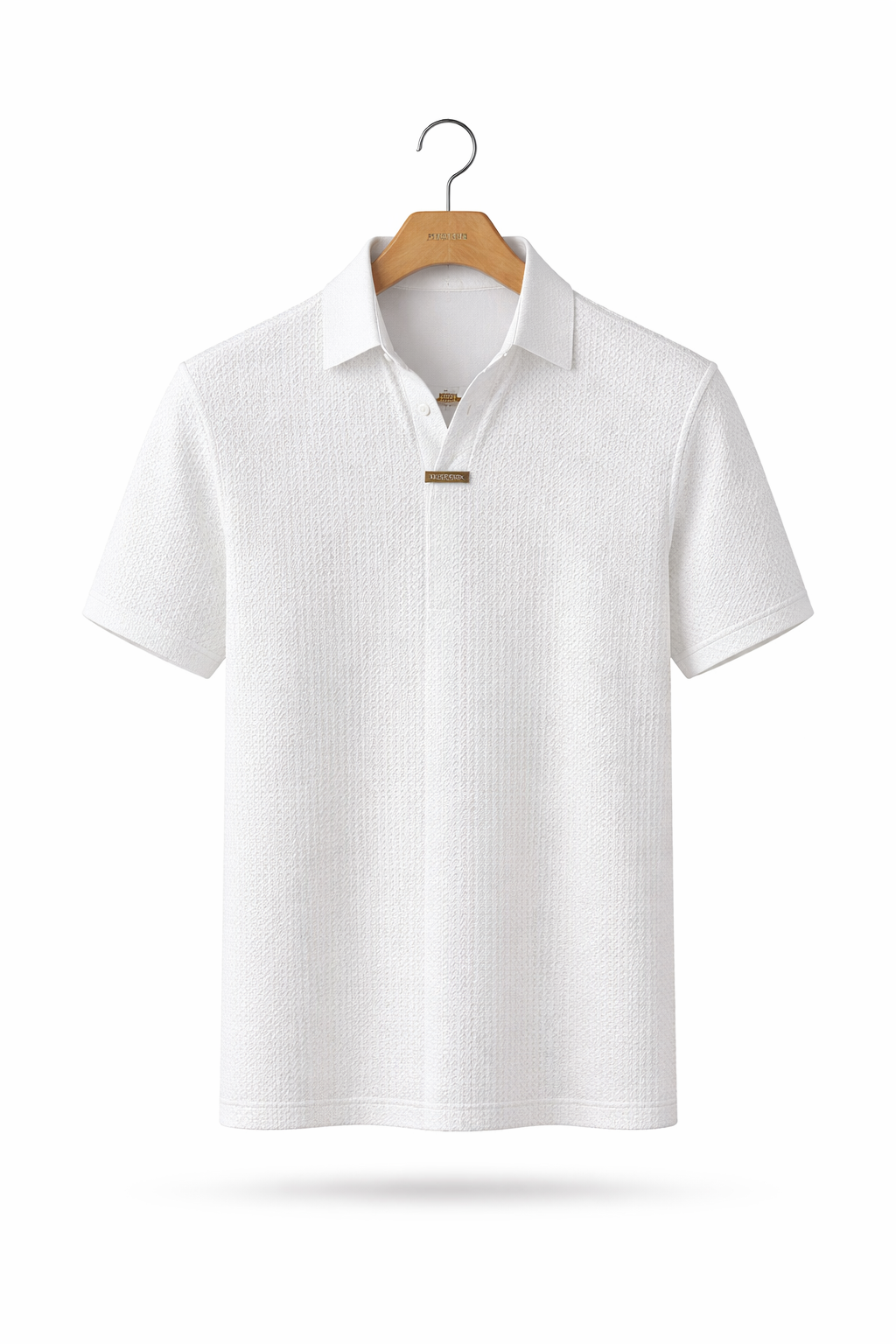 Stretch Waffle Pattern Polo Shirt