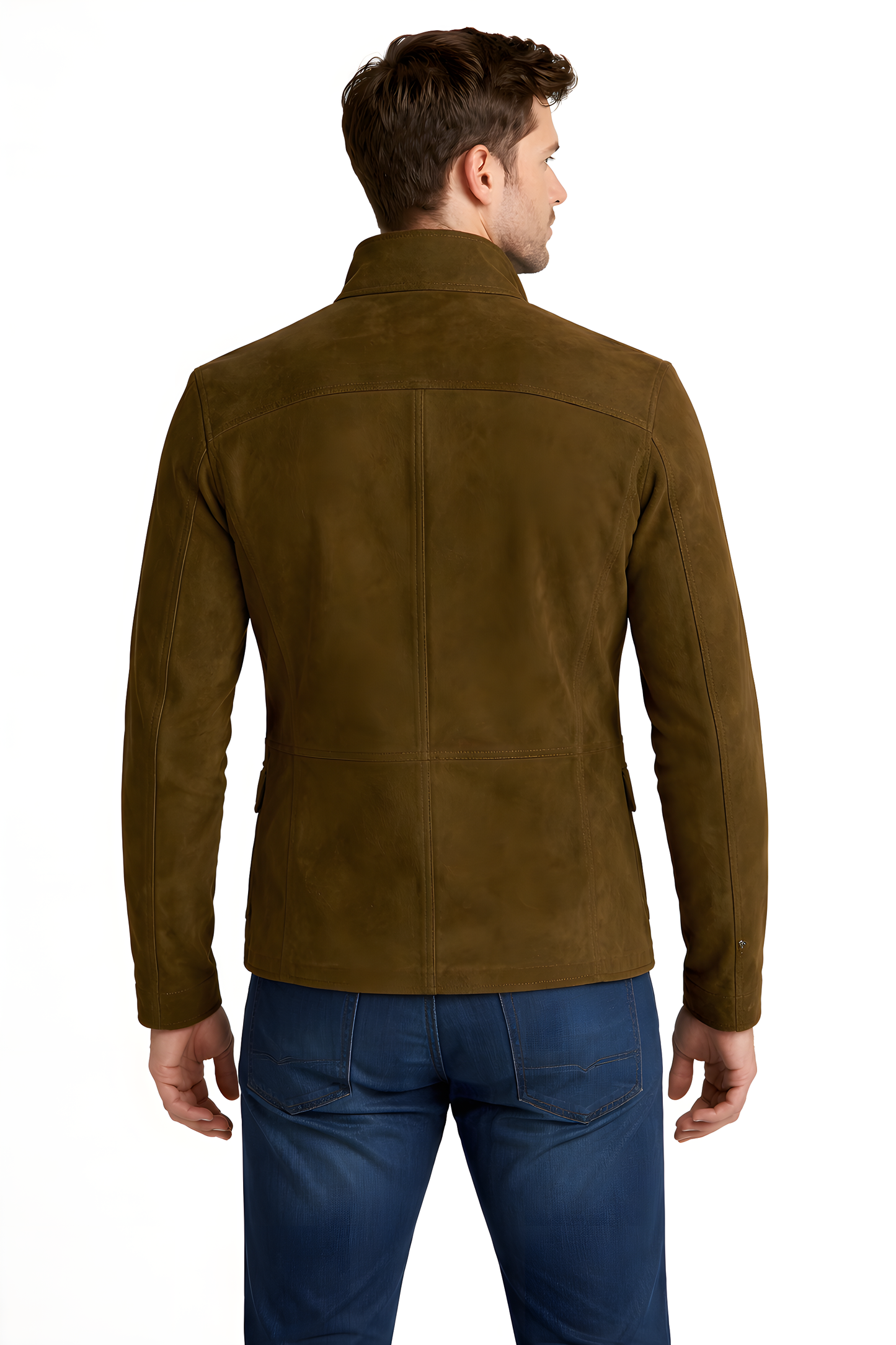 Suede Stand Collar Utility Jacket