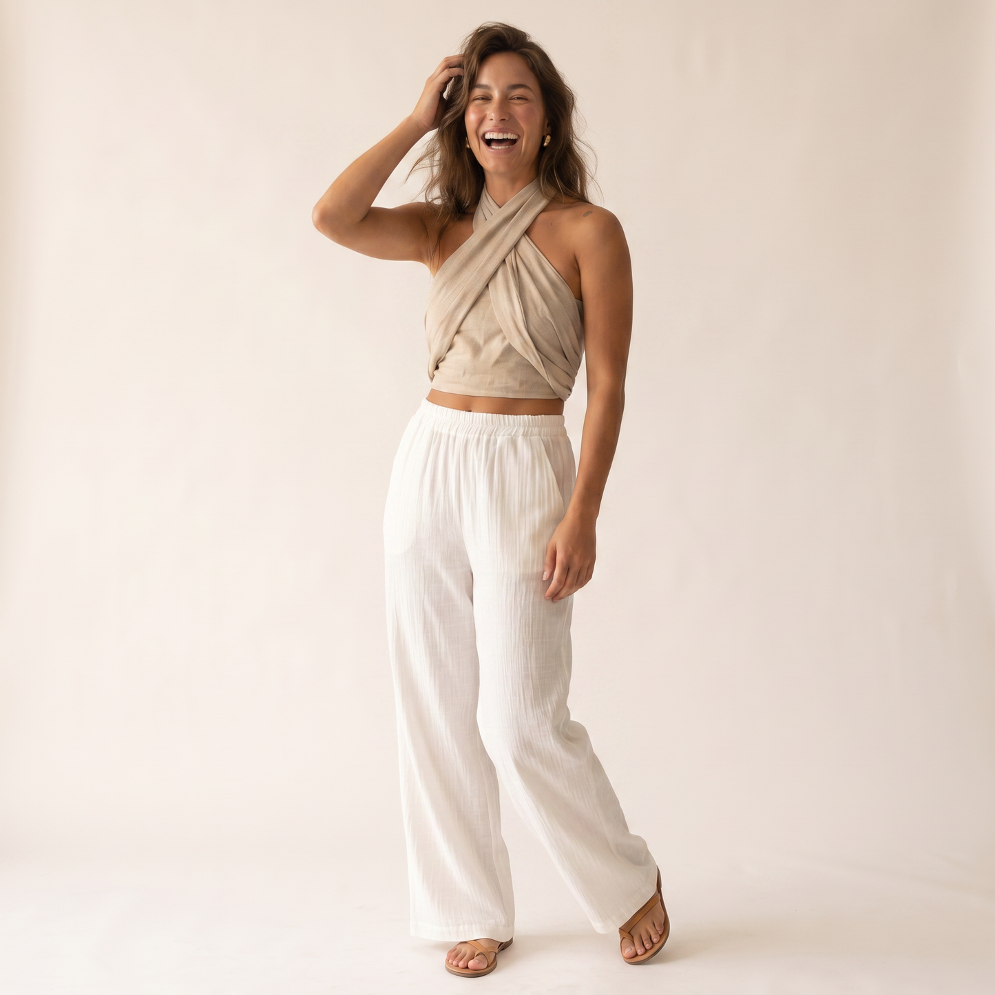 Lina Cross-Halter Top