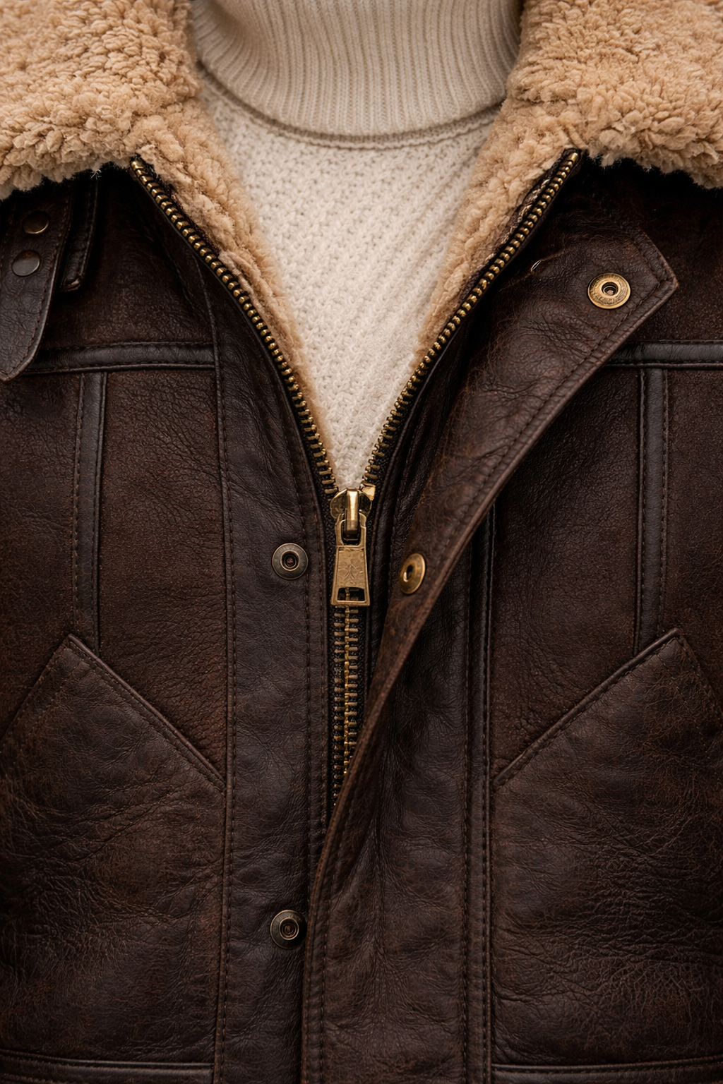 Men’s Aviator Style Jacket with Lined Collar for Cold Weather