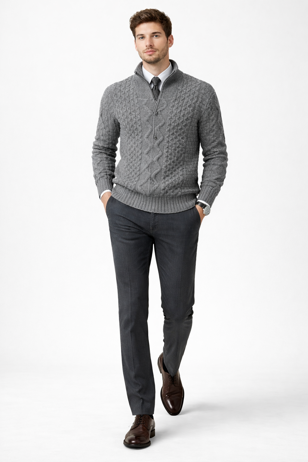 Men’s Cable Knit Half Zip Sweater