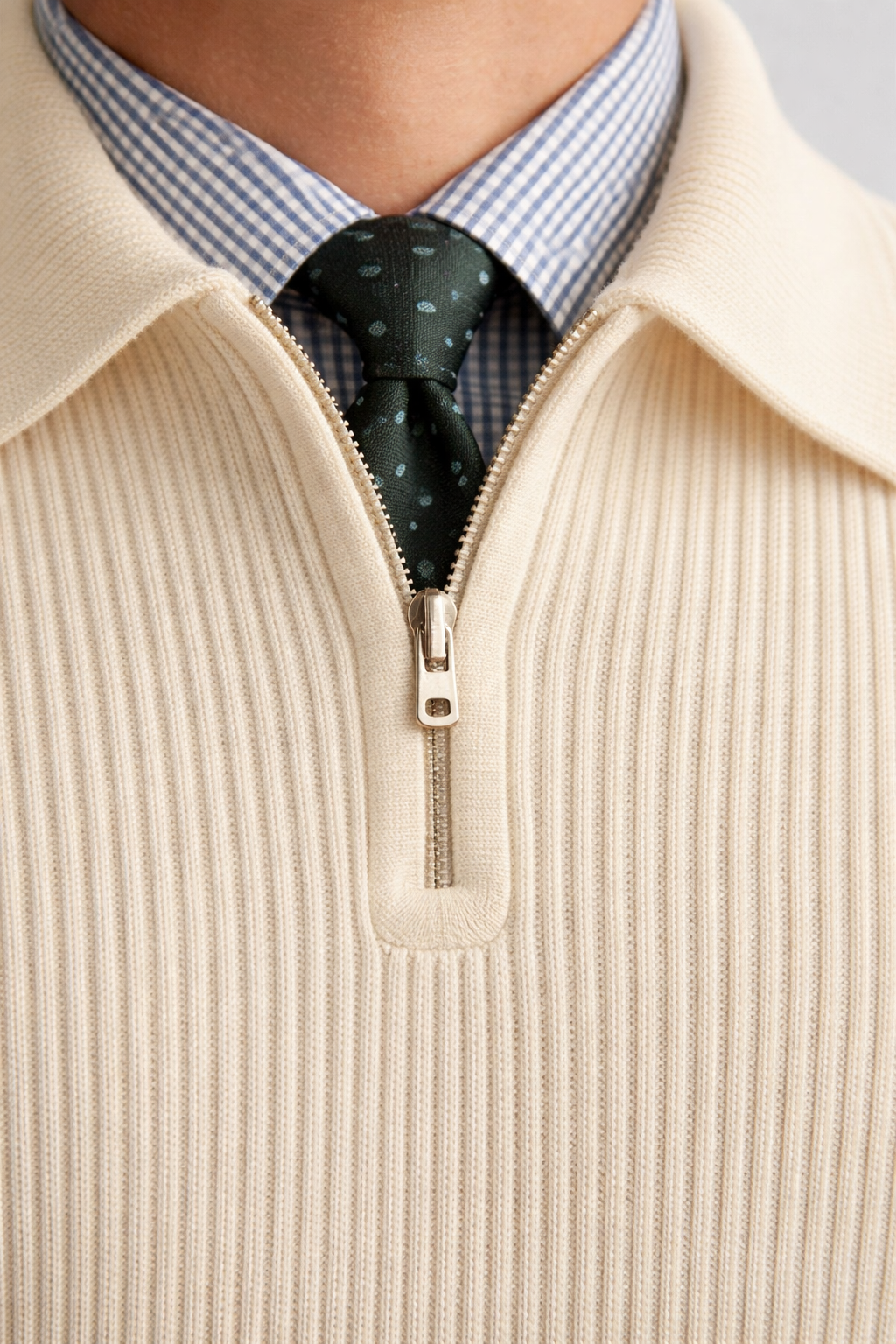 Men’s Ribbed Zip Collar Knit Shirt