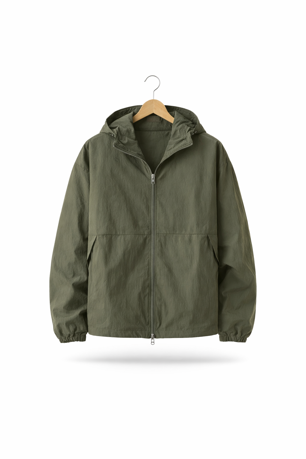 Crinkle Nylon Hooded Jacket