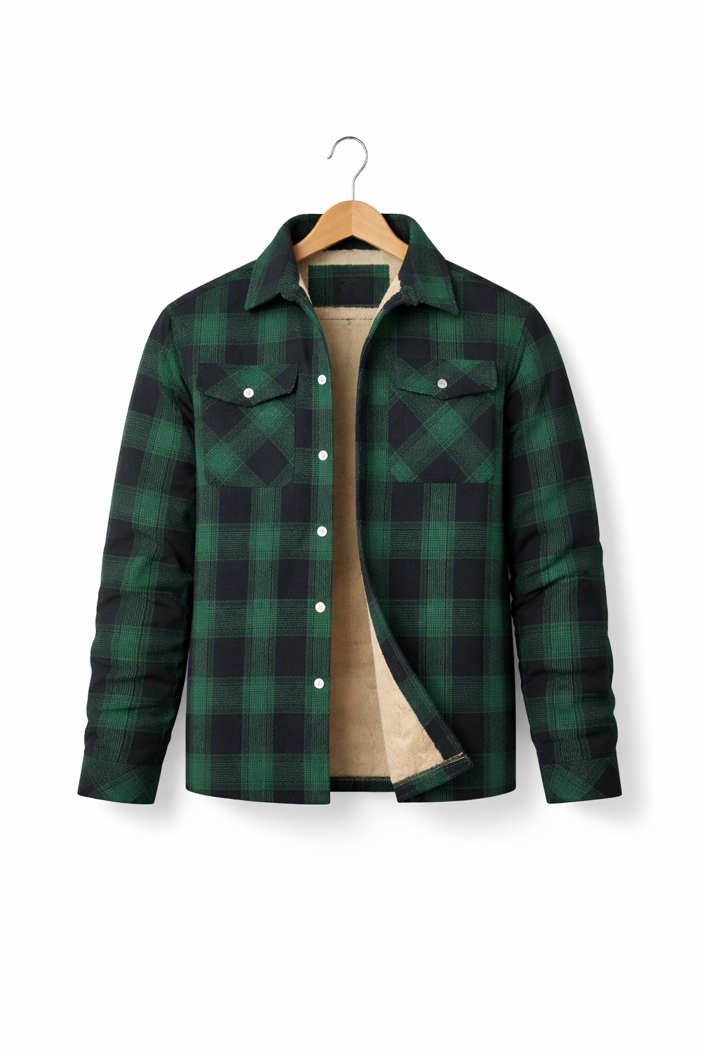 Plaid Lined Button Shirt Jacket