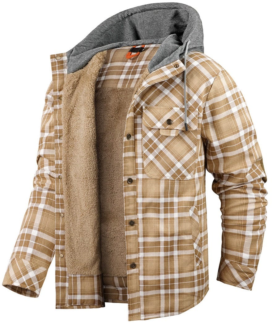 Ridge Lined Hooded Plaid Jacket