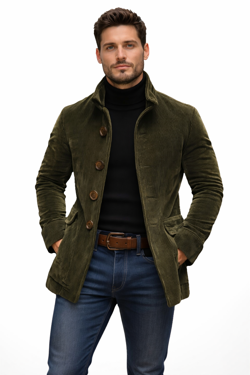 Corduroy jack met hoge kraag