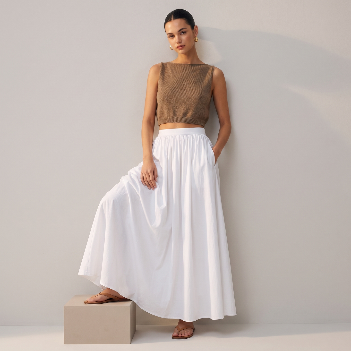 Aveline maxi-rok met plooien