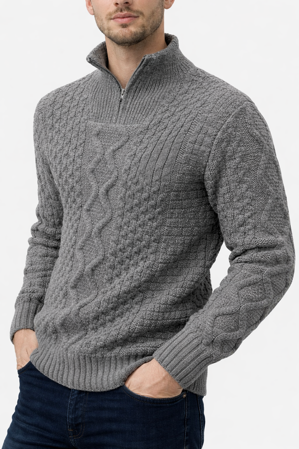 Men’s Cable Knit Half Zip Sweater