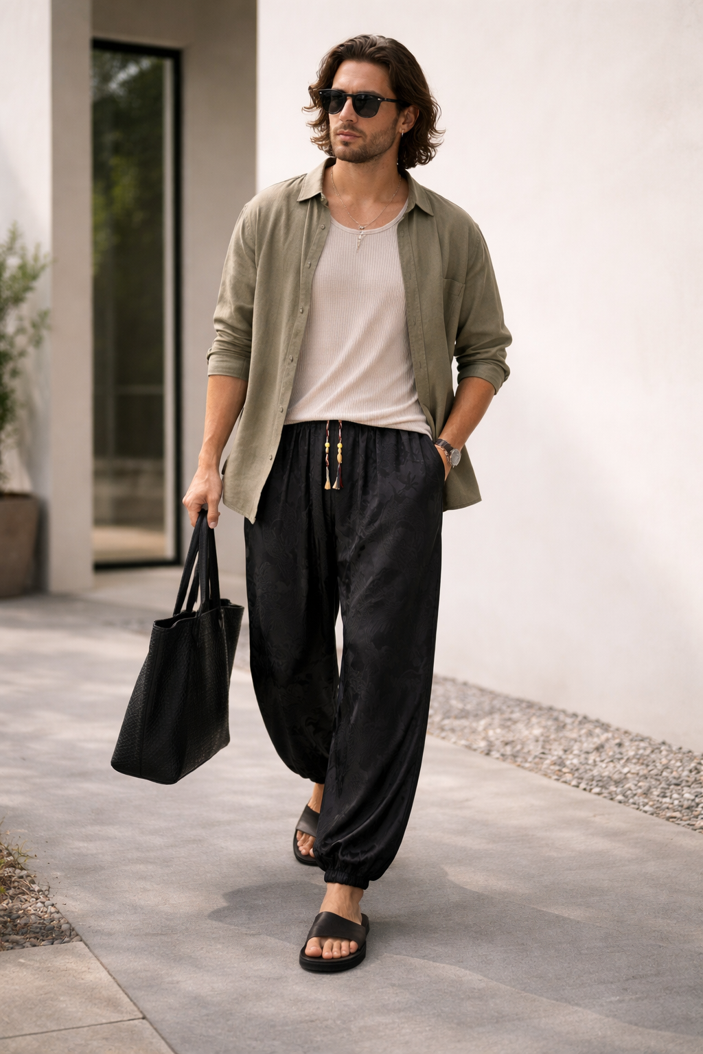 Men’s Patterned Home Lounge Pants with Drawstring Waist