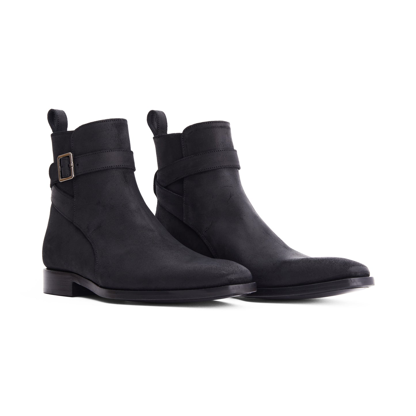 Men’s Black Suede Buckle Ankle Boot