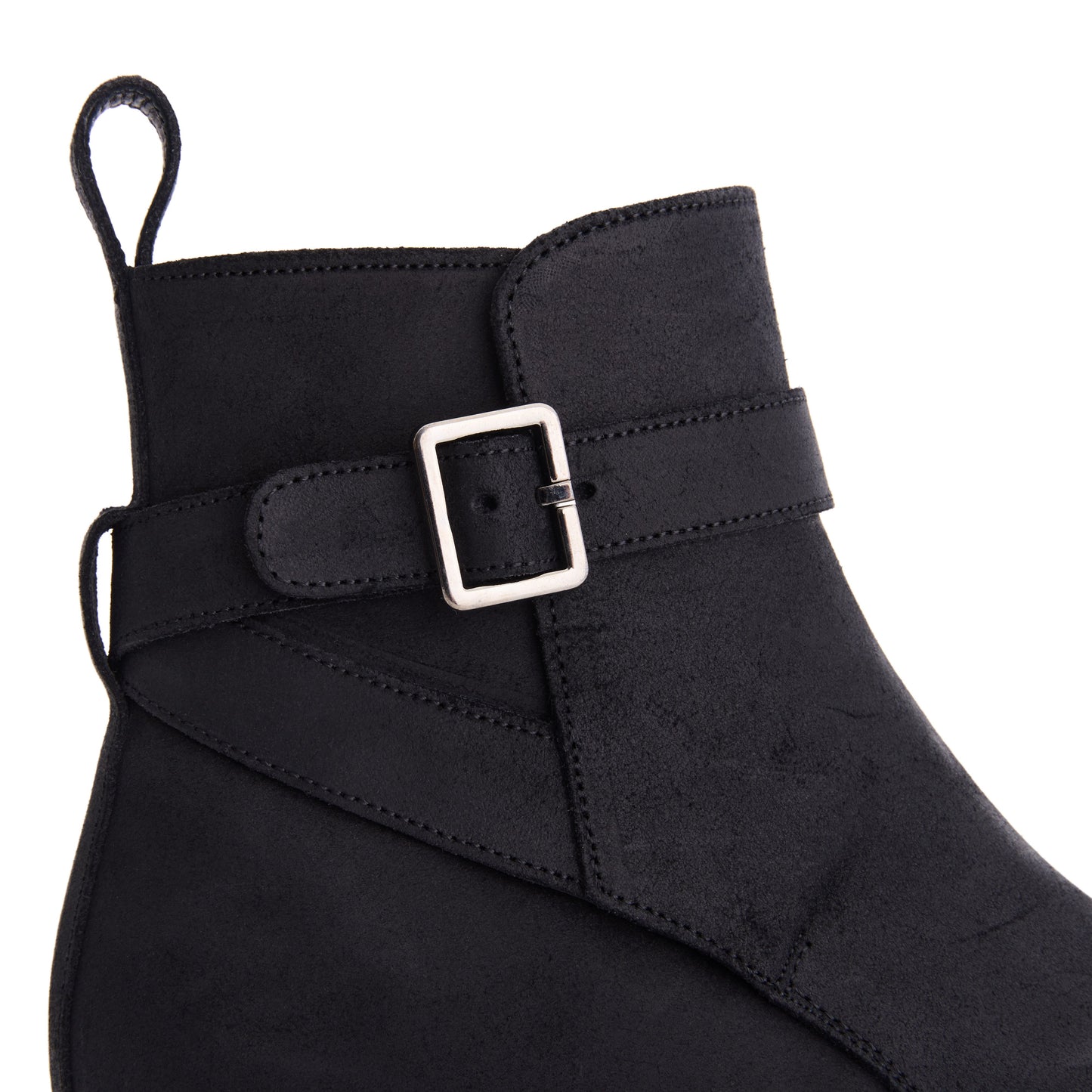 Men’s Black Suede Buckle Ankle Boot