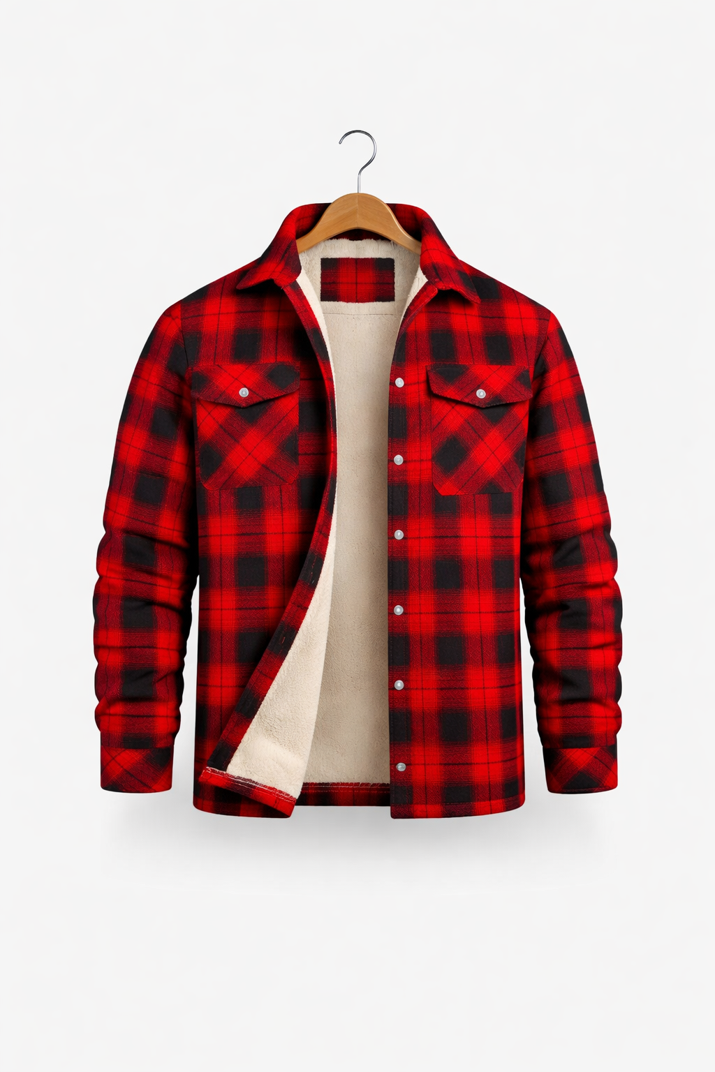 Plaid Lined Button Shirt Jacket