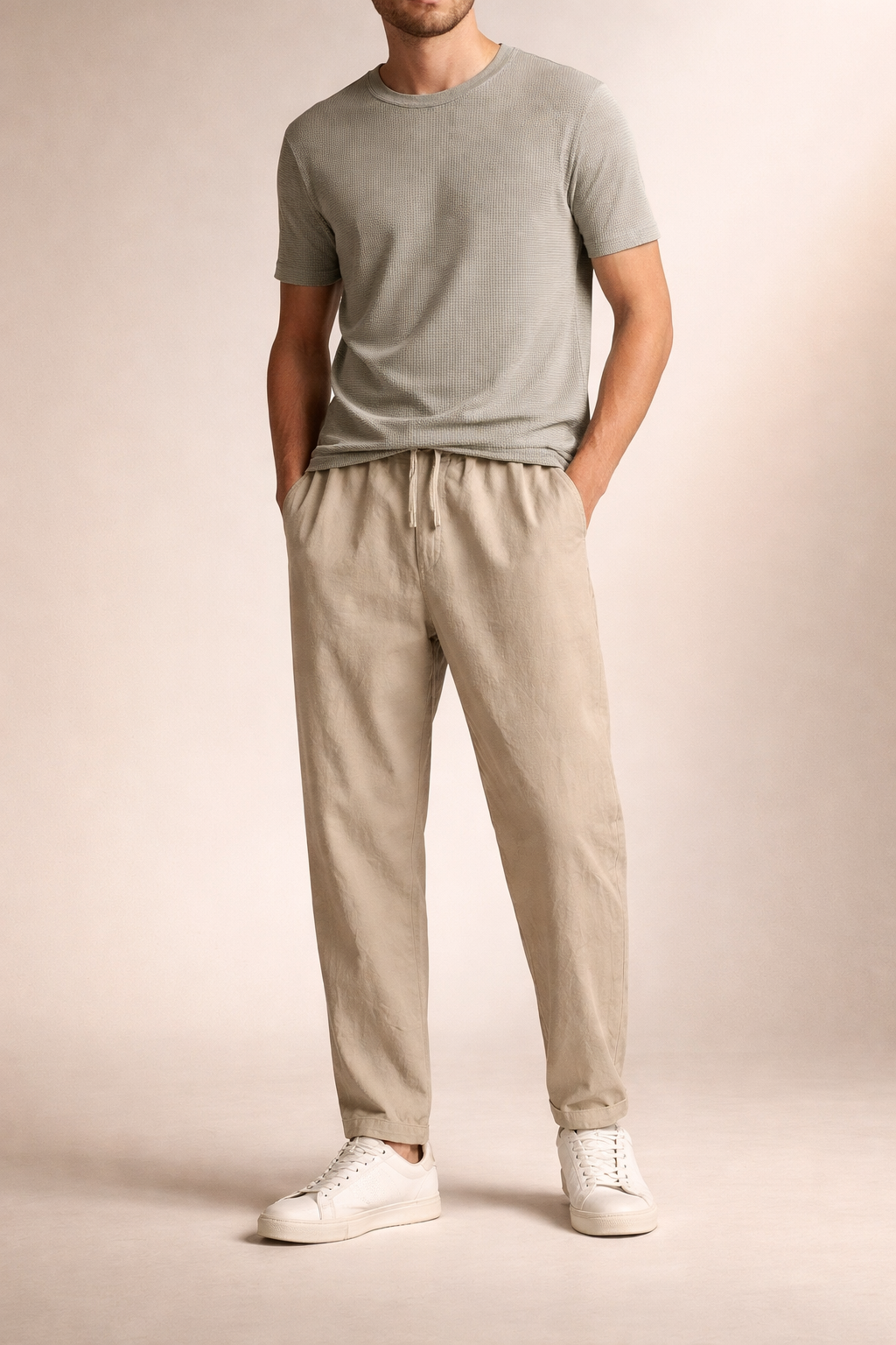 Men’s Home Lounge Pants with Drawstring Waist and Straight Leg