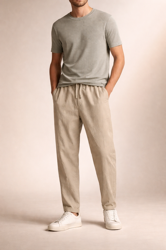 Men’s Home Lounge Pants with Drawstring Waist and Straight Leg