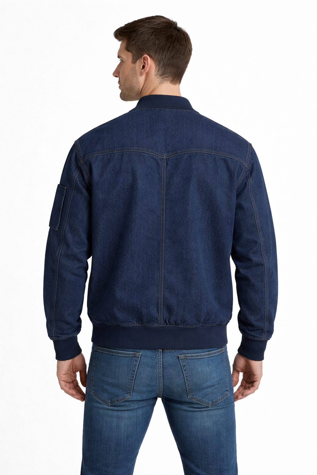 Men’s Zip Front Dark Denim Jacket for Urban Wear