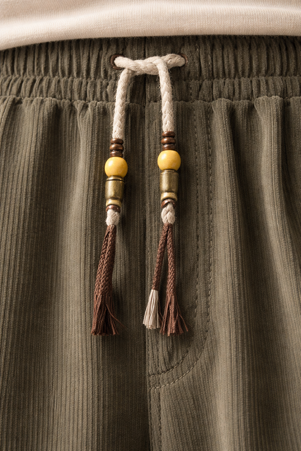 Men’s Home Wide Leg Pants with Drawstring Waist and Cuffed Leg