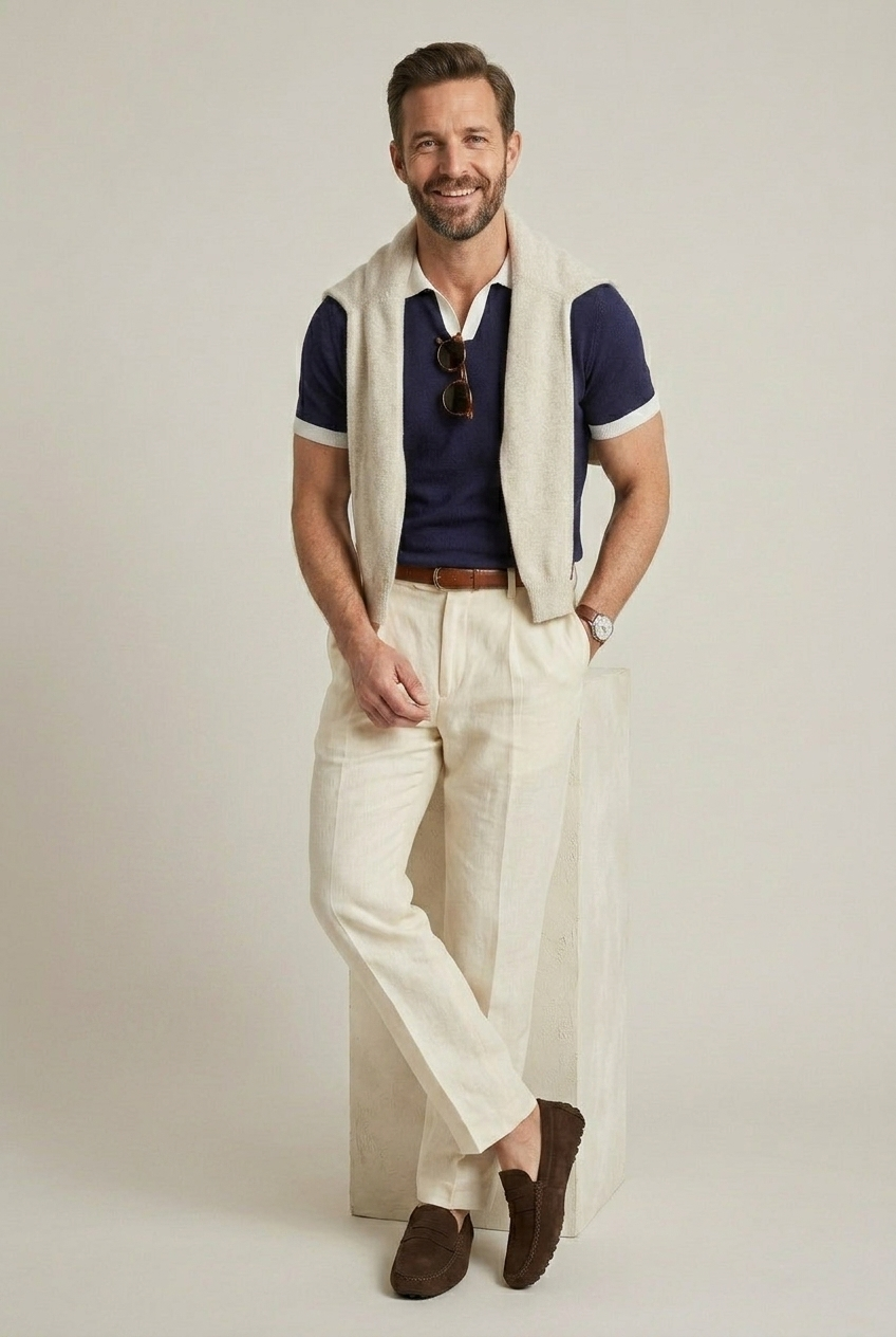 Langford Contrast Knit Polo